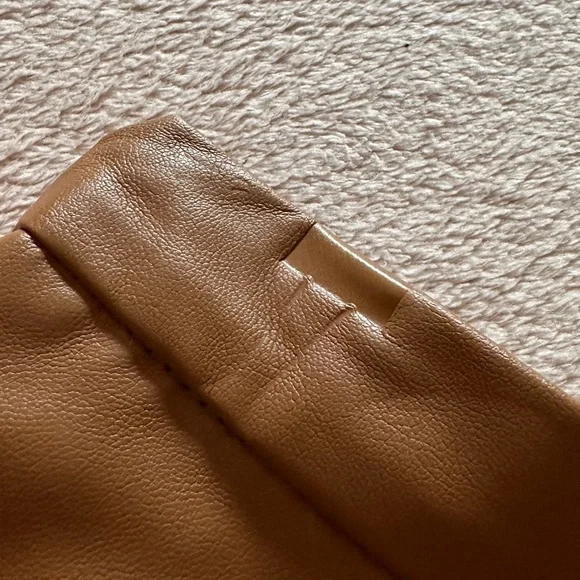 NWT Forever21 Cognac Faux Leather Midi Circle Skirt - Size Small - Picture 5 of 10